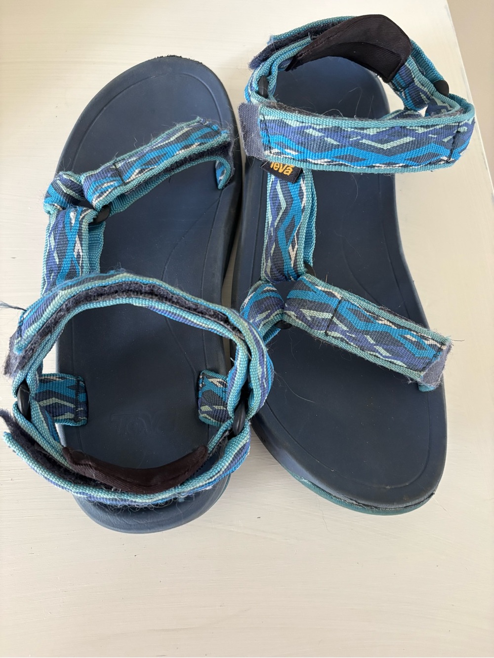 Teva Turquoise and Navy Patterned Strap Sandals